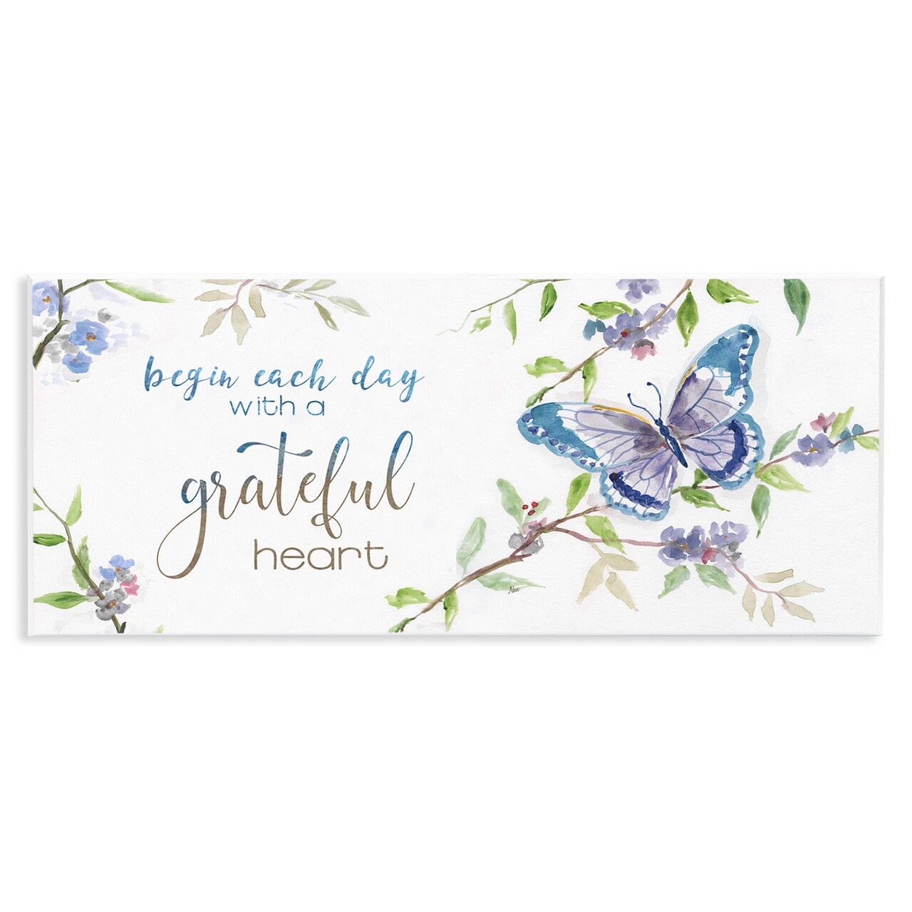 Stupell Industries Begin Day with Grateful Heart Wall Plaque Art
